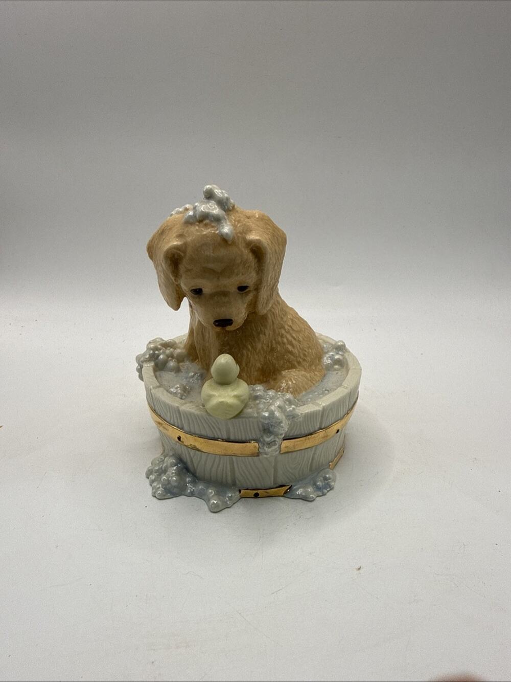 Lenox Figurine "Bath Time Buddies" Puppy/Dog/Duck In Bath Mini Puppy VTG D24 *
